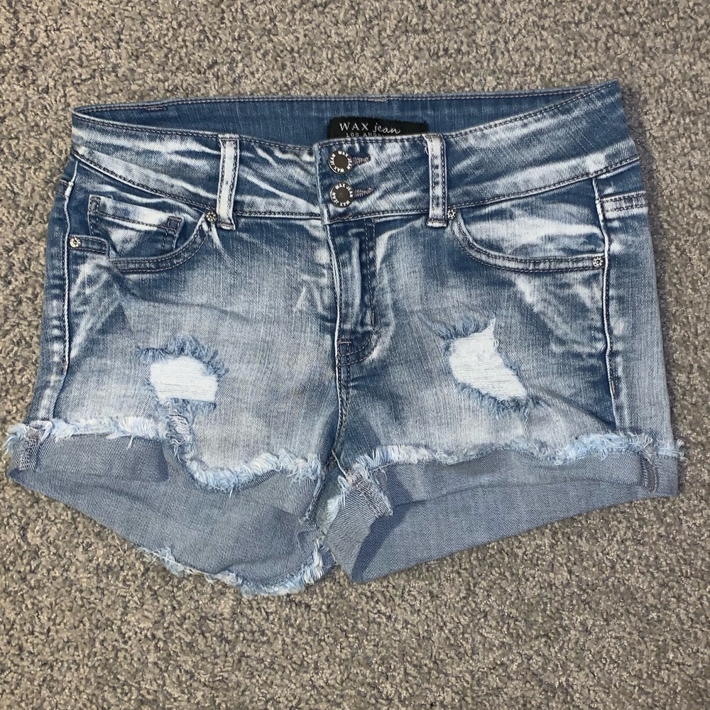 Wax Jean distressed fray cuffed shorts